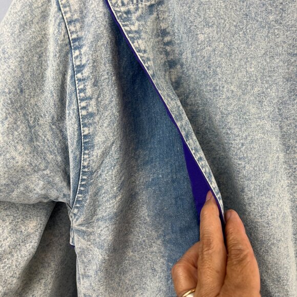 Vintage Retro 80s Gitano Acid Wash Denim Puffer Coat Size M - Picture 9 of 13